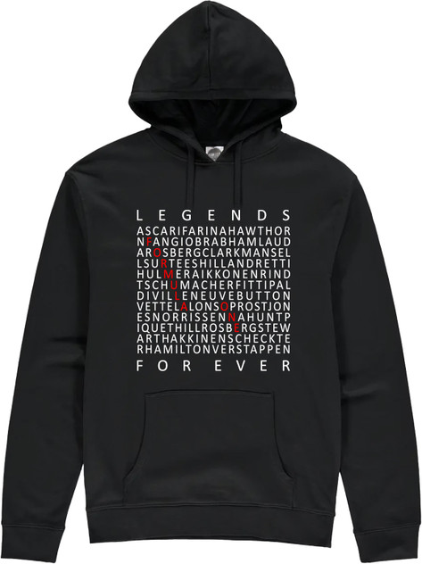 This hoodie celebrates the world champions of Formula One, from Giuseppe Farina in 1950 to Lando Norris in 2025.