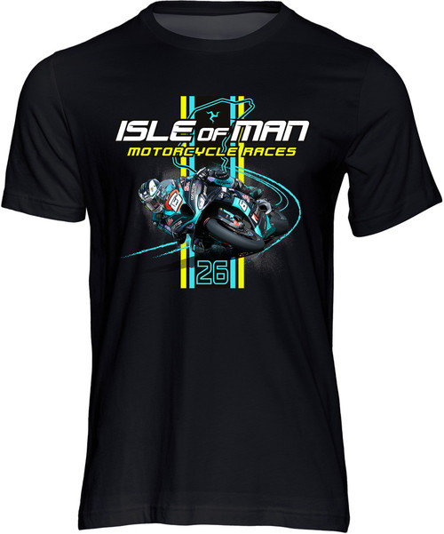 Isle of Man Road Racing 2026 Rider & Strip T-Shirt Isle of Man Road Racing 2026 Rider & Strip T-Shirt