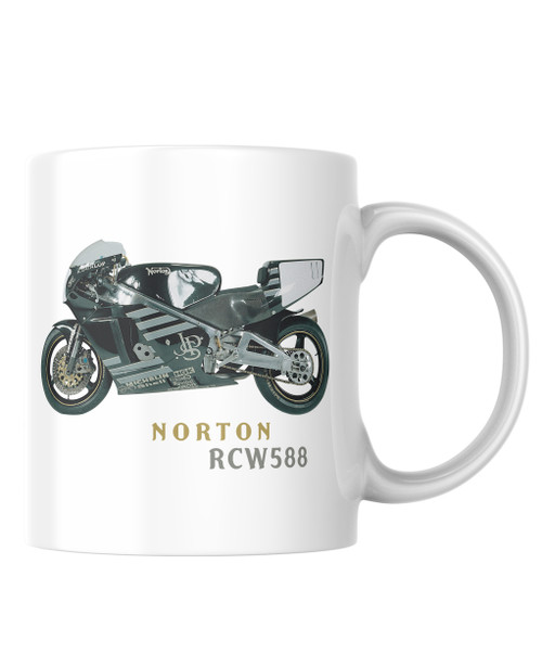 The air-cooled twin-rotor Norton RCW588, produced for the 1989-91 race seasons, is a true motorcycle icon with its eye-catching JPS gold, silver and black livery and the hellish exhaust note it produced.