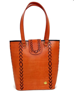 Leather Art - twin color Tote.