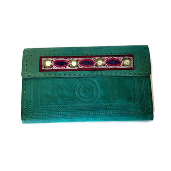 hand embroidered leather wallet 