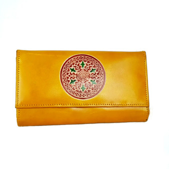Womens Mandala wallet real leather yellow