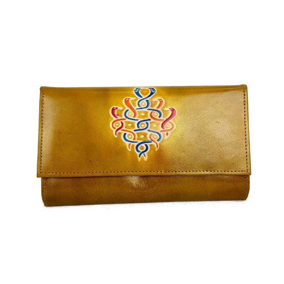 Leather wallet Entwined Snakes Yellow