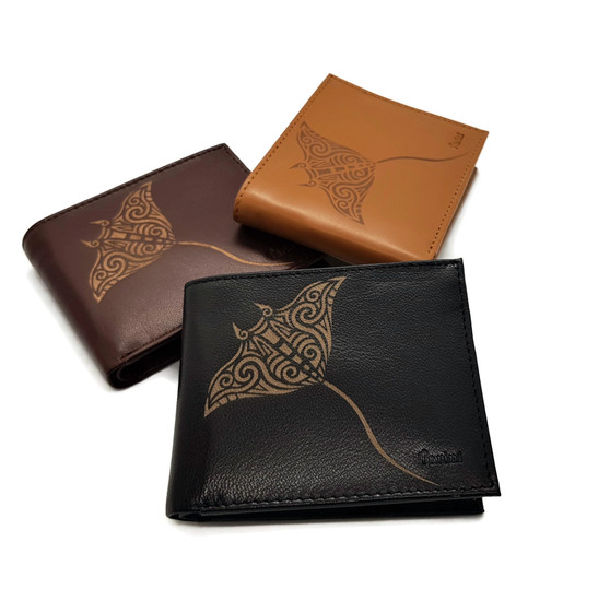 Mens genuine Leather wallets , Tattoo Art Stingray