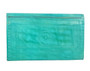 Leather embroidered wallet Aqua Blue/green