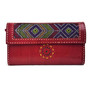Red Boho leather embroidered wallet 