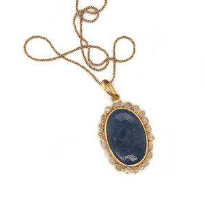 Sapphire Diamond Sliced Necklace - Sample Sale