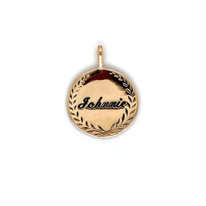 Gold Laurel Leaf Token Charm - Front Gold Laurel Leaf Token Charm - Front