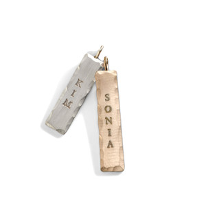14K Gold Essex Urban Personalized Tag Charm in White Gold and Yellow Gold.