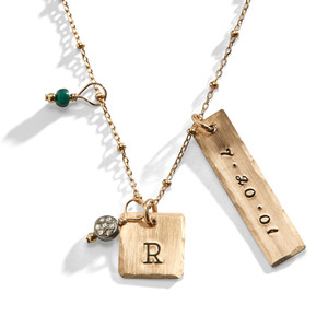 Air & Fire Hand Stamped Necklace in Yellow Gold-Filled.