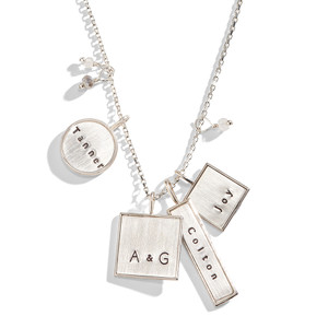 Valley Girl Mixed Shape Personalized Necklace in Sterling Silver. Valley Girl Mixed Shape Personalized Necklace in Sterling Silver.
