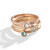 14K Gold Stacking Birthstone Ring with Rose Gold Pyramid Stud and Diamond and Yellow Gold Time-Worn Band with Aquamarine and Yellow Gold Beaded with Blue Zircon.
