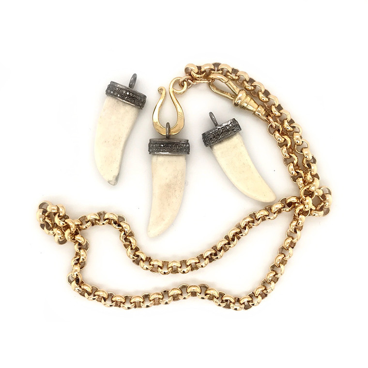 Small Diamond & Bone Tusk Charm