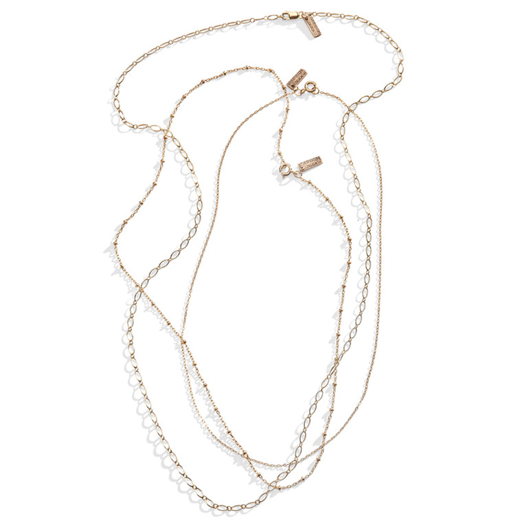 14K Yellow Gold Cable Chain with Beads