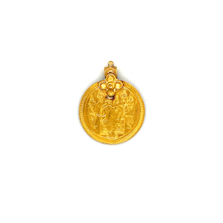 14K Lotus Diety Vintage Coin Charm - Front