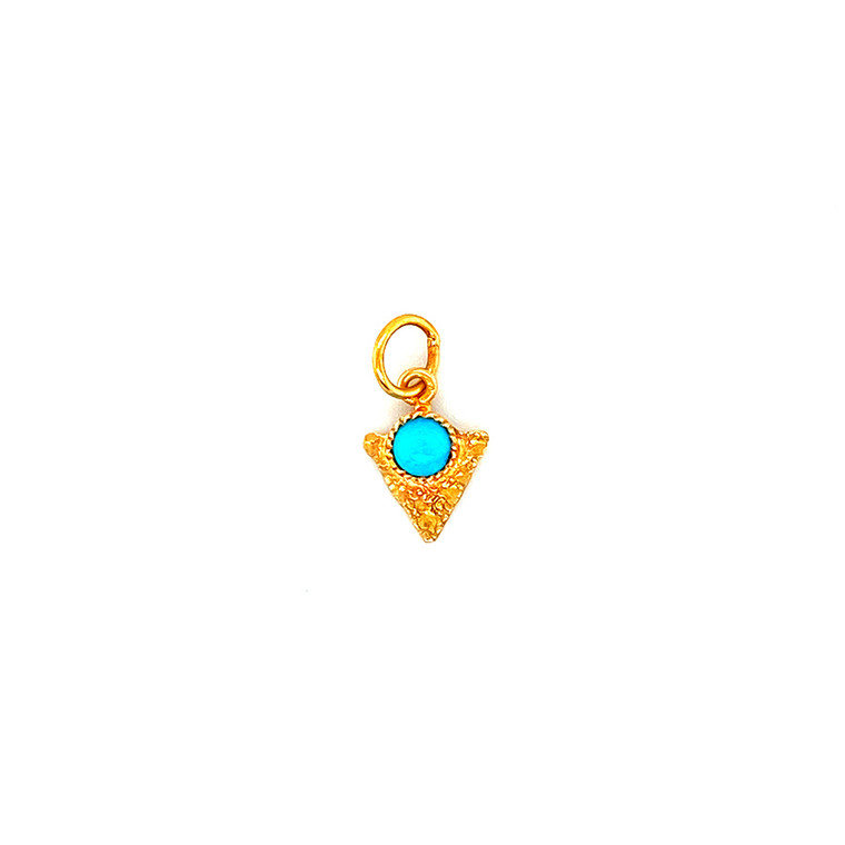 18K Turquoise Tip Arrowhead Charm