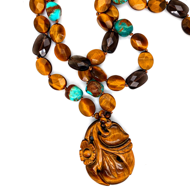 Endora Tiger's Eye & Turquoise Necklace