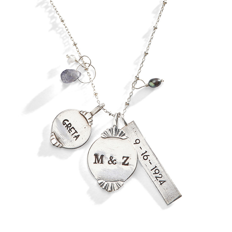 Caledonian Family Name Necklace in Sterling Silver.