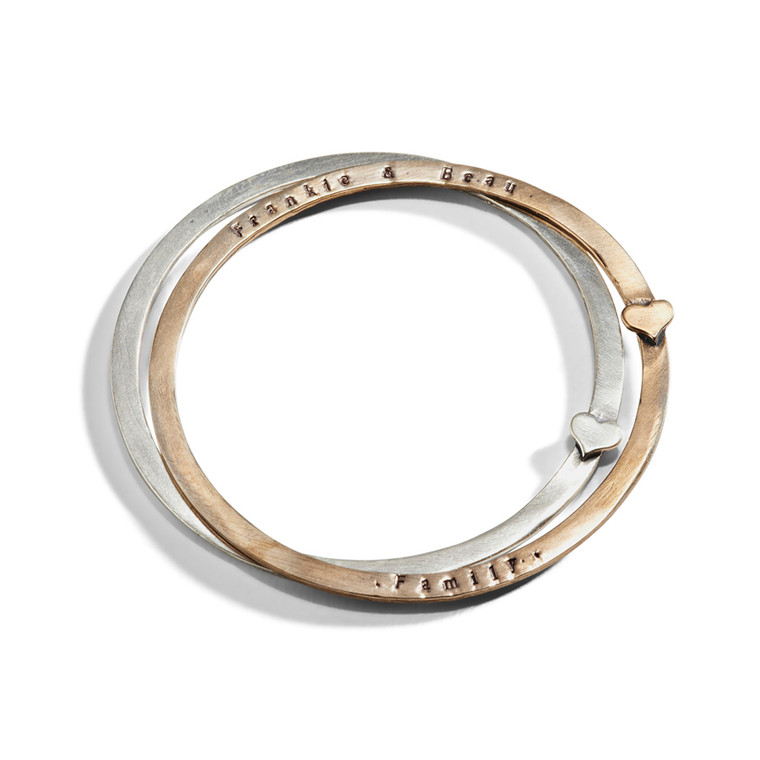 Floating Heart Personalized Bangle Mixed Metal