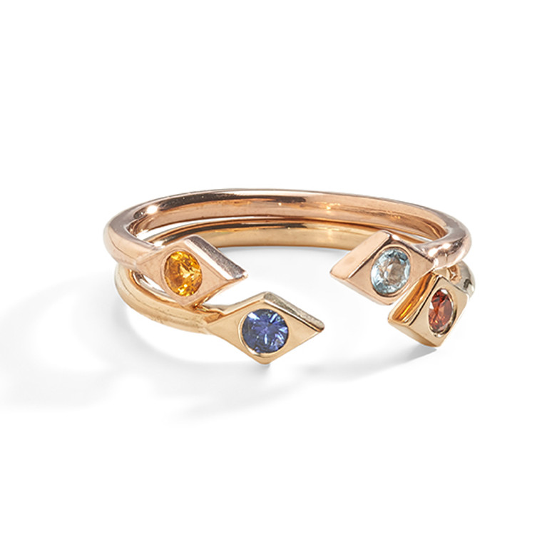 Ankara Protective Birthstone Ring in 14K Yellow Gold.