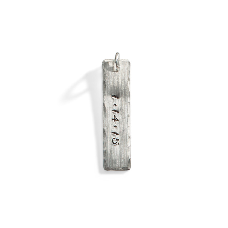 Standard Hand-Cut Rectangle Charm in Sterling Silver.