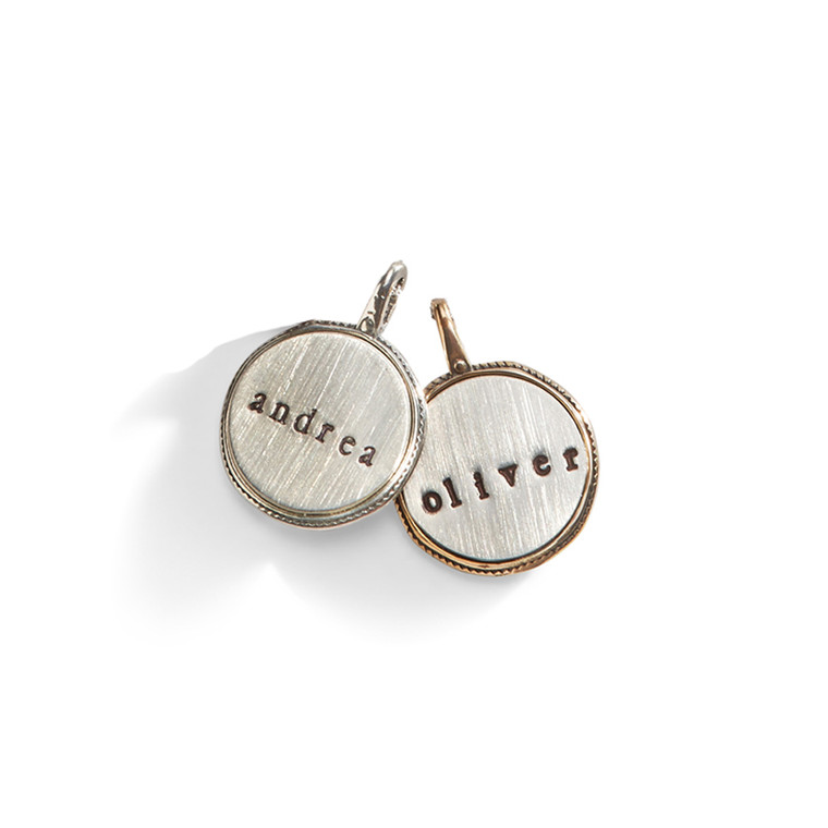 Beaded Edge Double-Sided Charm with Sterling Silver