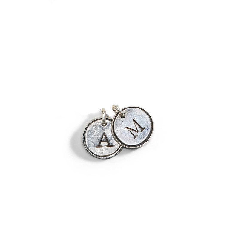 Petite Doubloon Theo Initial Charm in Sterling Silver.