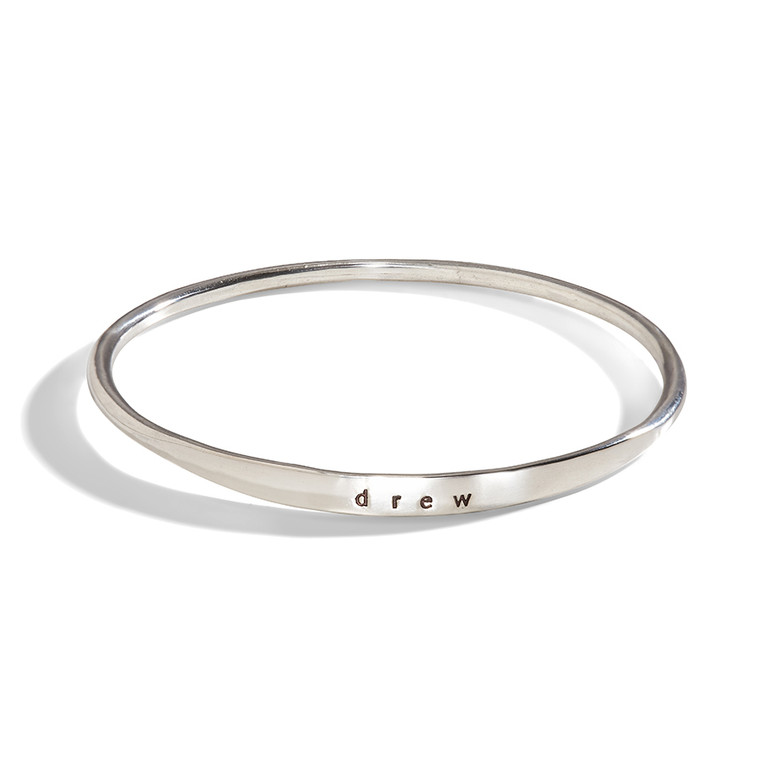 Epione Name Bangle Bracelet in Sterling Silver.