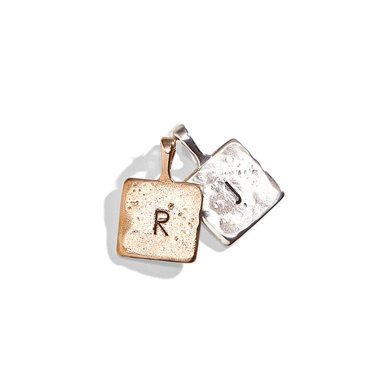 The Captain Square Hand Stamped Initial Charm