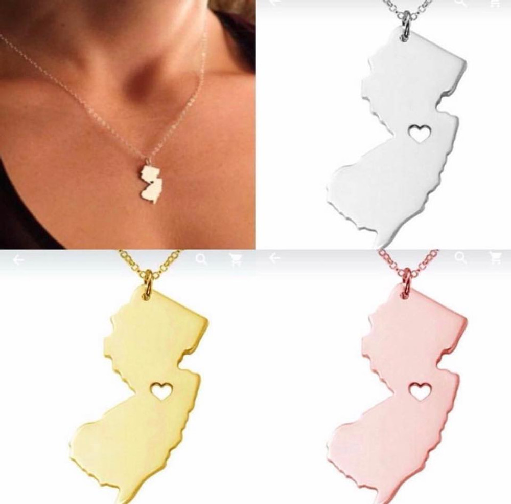 NJ State Stainless Steel Necklace 