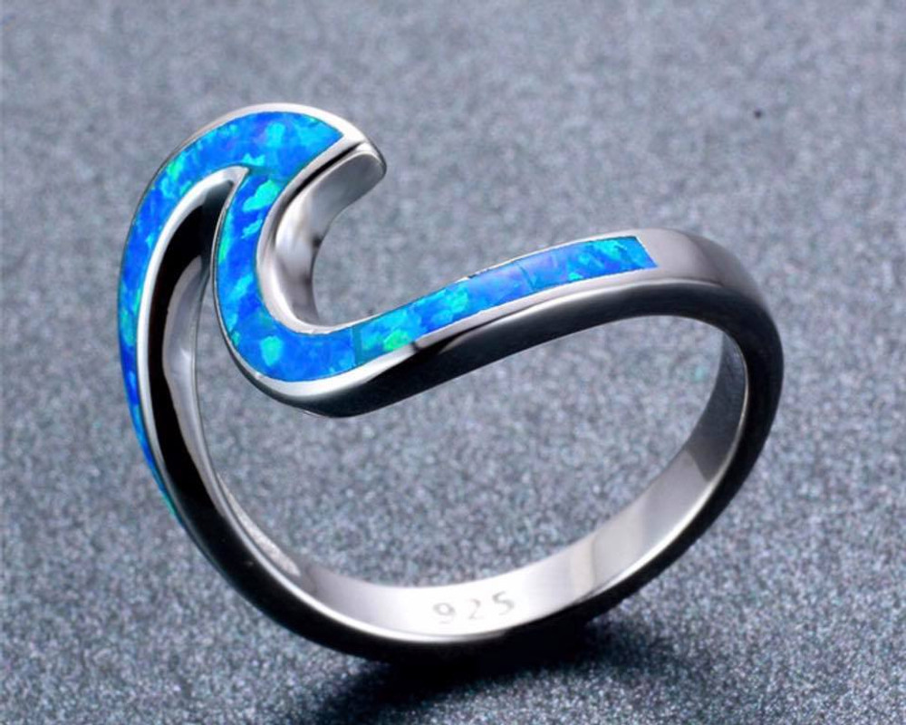 Blue Opal Wave Ring - Jersey4Sure