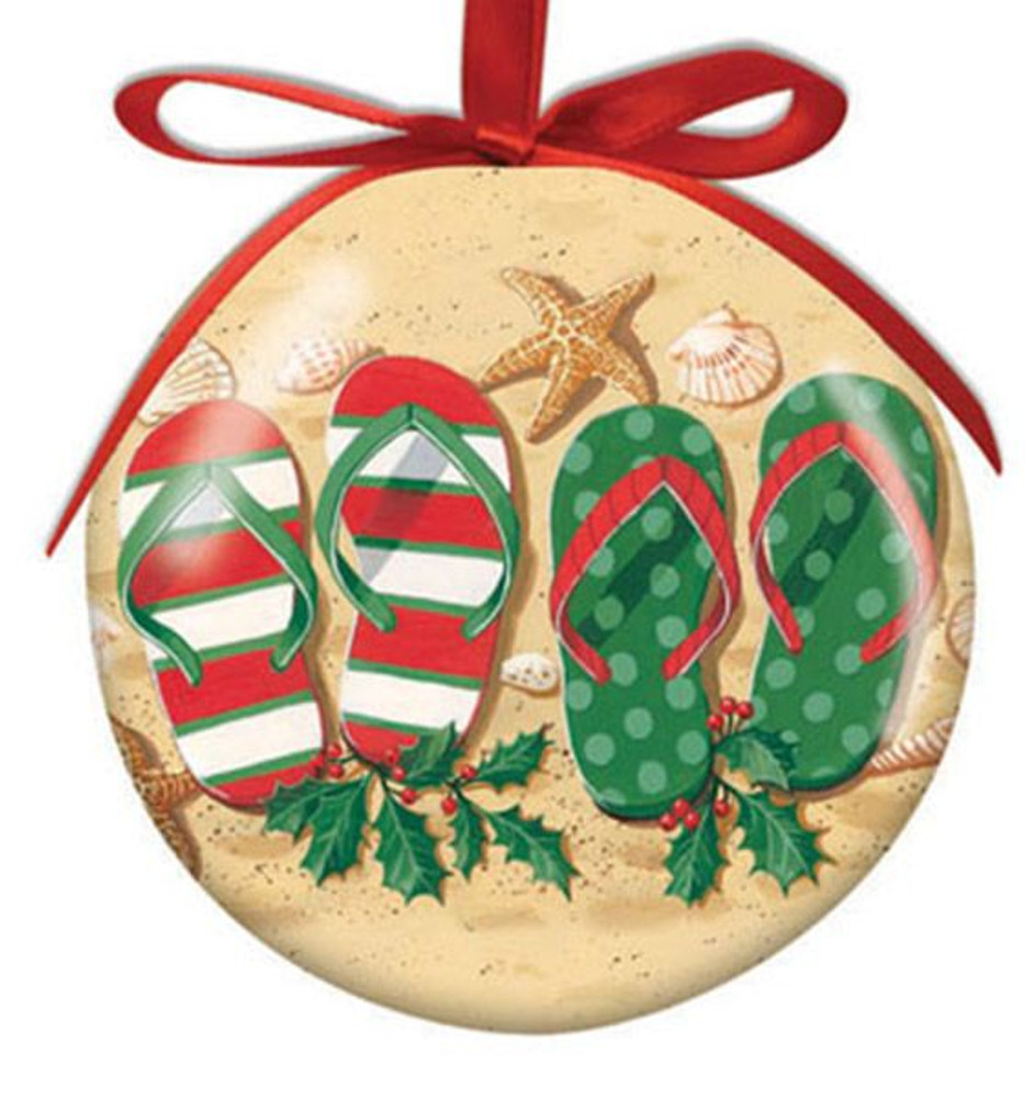Circular Holiday Flip Flops Ornament