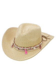 Pink Tassel Straw Coastal Cowgirl Hat