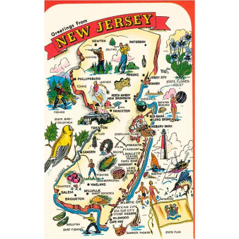 Map of New Jersey with Attractions postcard