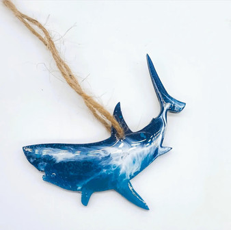 Handmade resin Shark Christmas Ornament