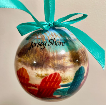 Jersey Shore Colorful Beach Chair Ball Ornament 