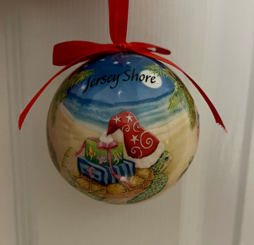 Jersey Shore Christmas Sea Turtle Ball Ornament 