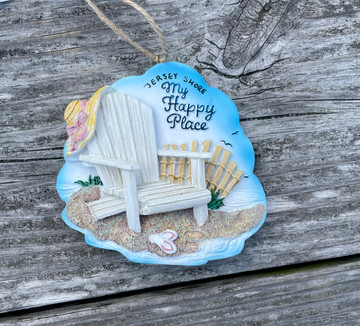 4” Resin Beach Scene w/Chair Ornament-Jersey Shore