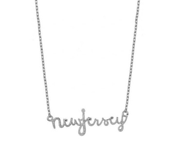 Cursive “New Jersey” Silver script Necklace 

Length “16+2” 