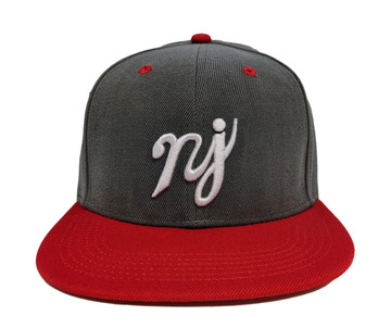 RED + HEATHER GREY "NJ" HAT