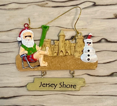Santa Relaxing Snowman- Dangling Jersey Shore