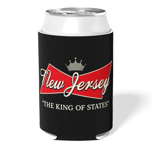The old Budweiser logo may not adorn the Newark skyline anymore, but never doubt for a moment who truly wears the crown. Cheers to New Jersey - the true king of the states!

This collapsible can cooler is the perfect insulator for any 12 ounce can or bottle. It folds to fit in your pocket or bag when not in use. Plus the design is printed on both sides of the cooler for your viewing pleasure.