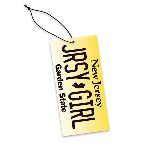 No finer plate to rep the Garden State. Bring the sweet smell of Jersey attitude with you everywhere!

This air freshener comes packaged in a heat-sealed poly bag to lock in that refreshing vanilla fragrance until ready for use.