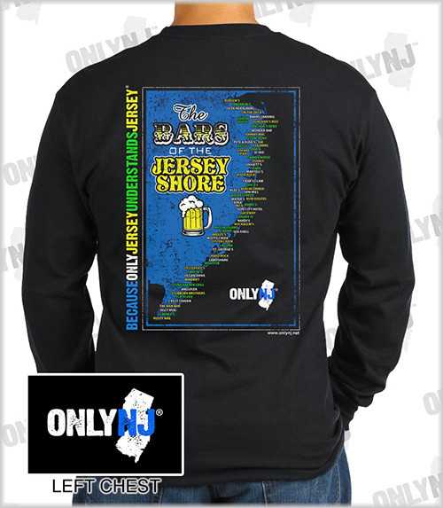 Jersey shore bars long sleeve tee: Black