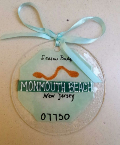 Monmouth Beach Badge Handmade Ornament/Sun Catcher