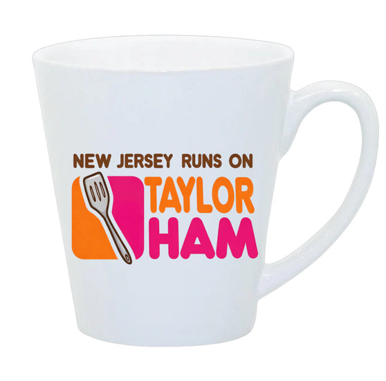 JERSEY RUNS ON TAYLOR HAM LATTE MUG- 12oz 