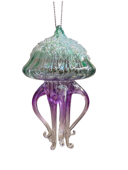 Christmas Glitter Jellyfish Glass Ornament