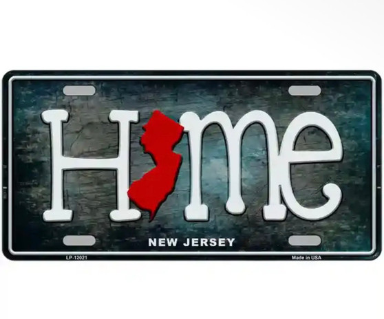 NJ Home Standard Car Size License Plate 12” x 6”