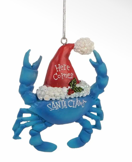 Santa Claws Blue Crab Ornament 