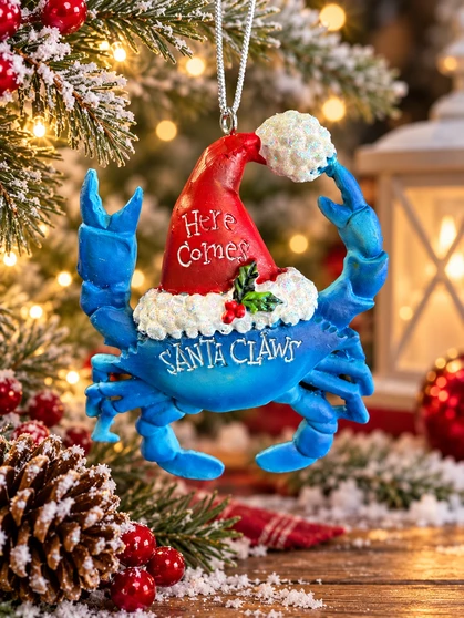 Santa Claws Blue Crab Christmas Ornament – Coastal Holiday Décor